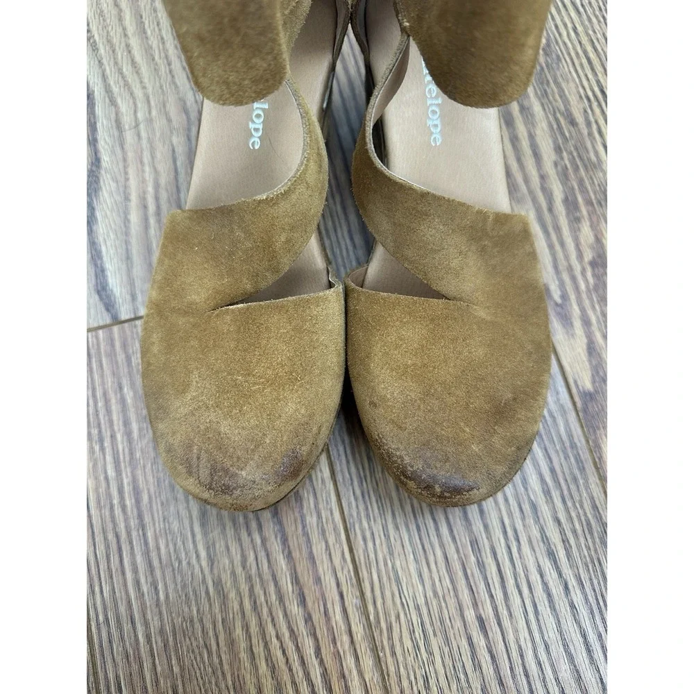 Antelope Women's Suede Wedge Clogs Size EU 39 US 8-8.5 Brown Boho Distressed